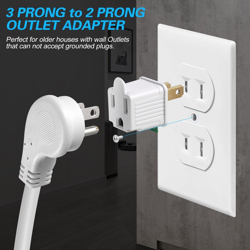 TENINYU Grounded Adapter 3-Prong to 2-Prong Outlet Converter - 3