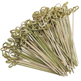 Cocktail Sticks Bamboo Skewers 100 Pcs Japanese Style Natural Bamboo Knotted Toothpicks for BBQ Cocktail Shish Kabobs Party Essentials