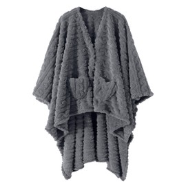 Wearable Blanket,Blanket Poncho for Adult,Soft Shawl TV Throw Blankets,Present for Family and Friend,(Grey)
