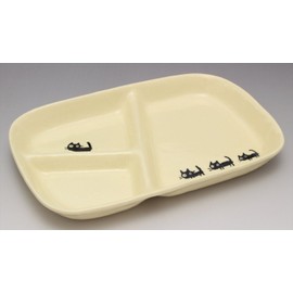 窯元 sousen Lunch Plate Pink 22 cm Seto Ware Black Cat Pattern