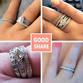 SHELOVES Eternity Rings for Women 925 Sterling Silver Rings Stacking Wedding Band White Round CZ Sz S