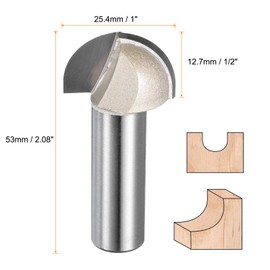sourcing map 1pcs Router Bit Core Box 1/2 Shank 1 Inch Cutting Dia. Round Nose Router Bit 1 Flutes Carbide Cove Box Cutter for Carpentry Woodworking Milling Cutter Tool