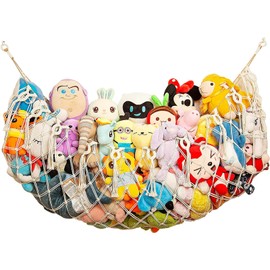 KALOLINNA Plush Toy, Storage, Plush Wrap, Stylish, Hammock, Storage, Large Capacity, Organization, Storage Net, Wall Storage Bag, Decorative, Showing, Fringe, Cotton Yarn (White)