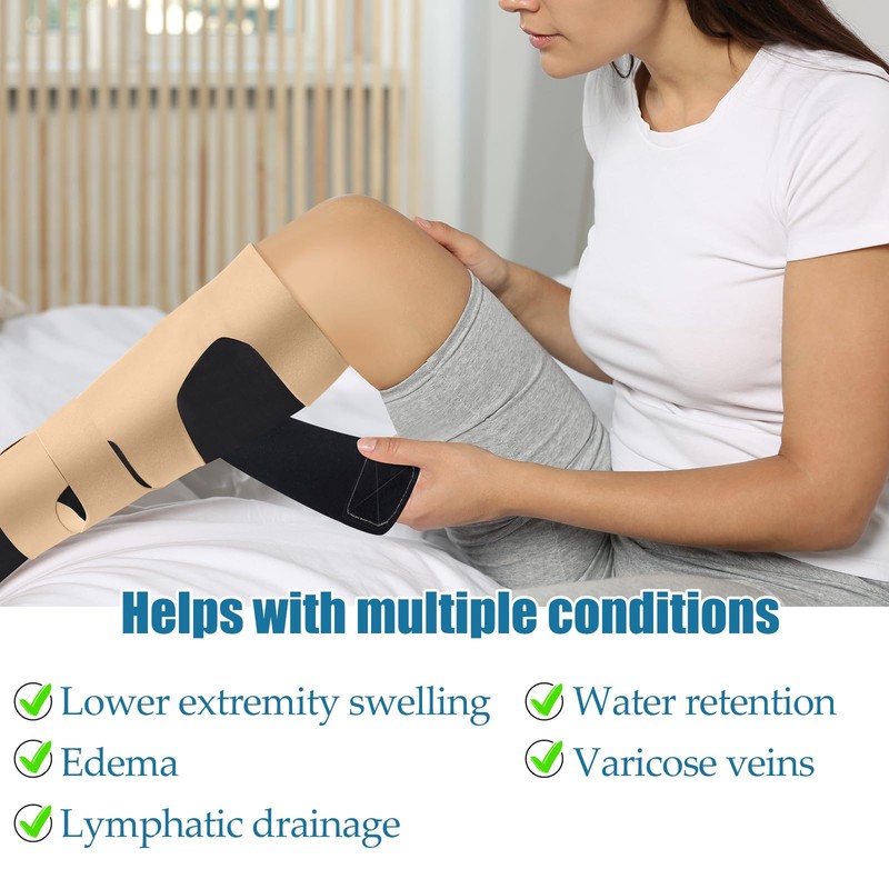 Floraltop 3 Pairs Lymphedema Compression Leg Wraps Kit 20-30 Mmhg