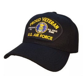 U.S. Air Force Veteran Hat Black Ball Cap PROUD VETERAN SERIES Some Gave All...