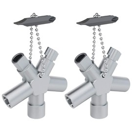 ABSINA Universal Key with 6 Profiles, Pack of 2, Triangular Key, Square Key, Control Cabinet Key, Square Triangular, Universal Key for Standard Cabinets and Locking Systems