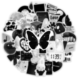 Black and White Stickers Vintage Stickers Pack of 50 Skateboard Graffiti Stickers Motorcycles Bicycle Snowboard Luggage Laptop Car Suitcase for Children and Teenagers Waterproof Vinyl Stickers