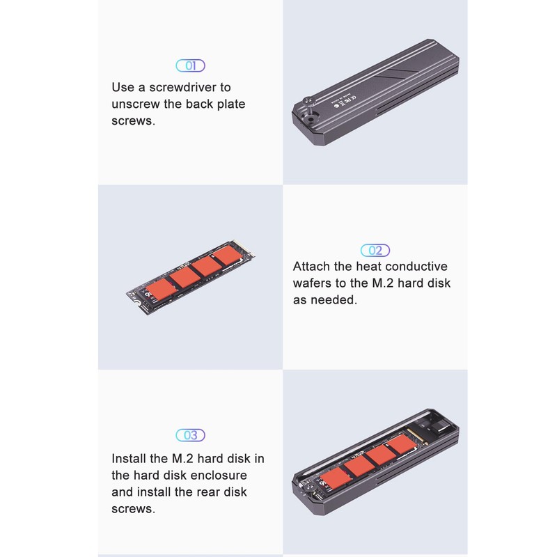 M.2 NVME SSD Enclosure USB 3.1 10Gbps Supports 2TB Plug