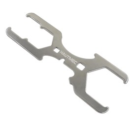 HAUTMEC 3 Way Plumber's Sink Strainer Wrench/Spud Wrench, Fits 1-3/4 inch, 2 inch and 2-1/2 inch Pipe Nuts, Multifunction Tool with 3/8-inch and 1/2-inch Square Drive Holes