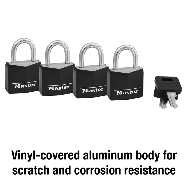 Master Lock Black Outdoor Key Lock, Standard Weather Resistant Padlock