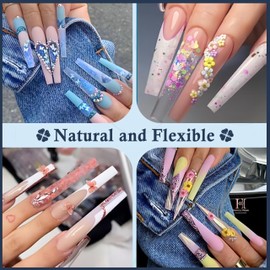 Luckyfairy XXL Long Half Cover Coffin Nails Tips, 240 Pcs Clear Gel X Acrylic Nails False Nail Tips Coffin, 12 Sizes Press On Nails Coffin with Box for Women & Girls Nail Extension