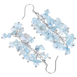 KYEYGWO Healing Crystal Earrings for Women, Stone Dangle Hook Earrings, Tumbled Stones Earrings, Quartz Gemstone Earrings, Stylish Scmuck for Women, Aquamarine, Aquamarine