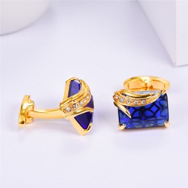 U7 Sapphire Crystal Cufflinks Gold Plated Accessory for Men