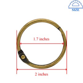 HAHIYO Metal Binder Rings 2 Inch Bulk Large Book Rings for Index Cards Loose-Leaf Paper Key Chains Document Binding Durable Office Supplies for Organizers Planners and Journals (Bronze, 18Pcs)