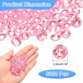 sourcing map 5000Pcs Wedding Table Scatter Confetti Fake Crystals Acrylic Diamonds Rhinestones Vase Fillers Gems for Crafts,Table Centerpiece Decor, Bridal Shower Party (Light Pink, 4.5mm)