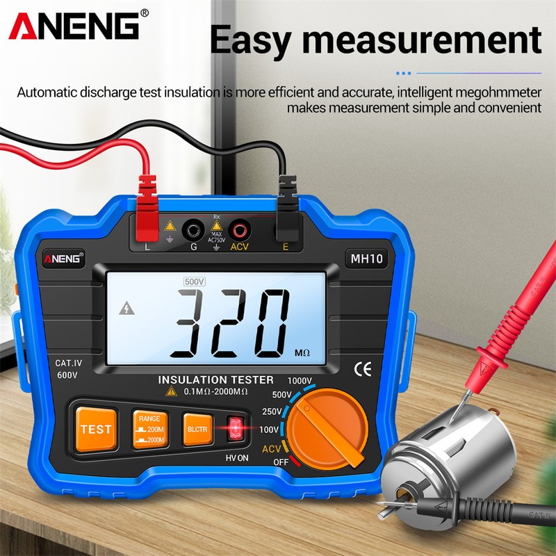 Insulation Resistance Tester 100V/ 250V/ 500V/ 1000V Resistance Tester with