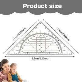 KZTHA 4 Stück Geodreieck aus Kunststoff, 16 cm, bruchsicher und transparent (D)