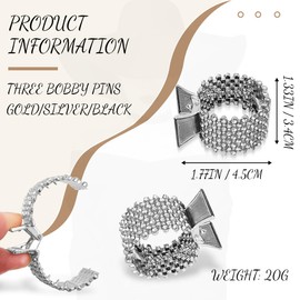 FENQURO 3 Stück haarspangen damen, haarklammer, haarspange, Haarspangen Damen Haarklammer Metall, Strass Haarspangen Halter Hoher Pferdeschwanz Rutschfest Modische für Dickes Dünn Haar