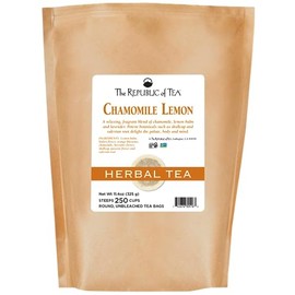 The Republic of Tea Chamomile Lemon Herbal Tea Bulk, 250 Tea Bags, Caffeine-Free Tea With Valerian Root