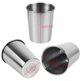 Teqooza 3 Pack 8 Ounce 230ml Stainless Steel Cups Shatterproof Pint Drinking Cups Metal Drinking Glasses for Kids and Adults, Pack of 3