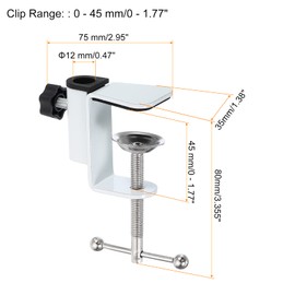 PATIKIL 0.47" Hole Dia. Desk Clamp, Aluminum Alloy Bracket Universal Adjustable C-Clamp Mount Holder for Microphone Mic Arm Table Lamp Stand, White