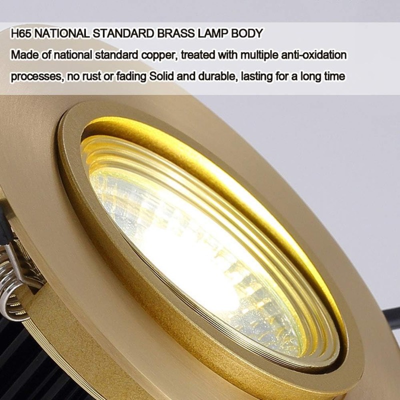 YYWYNUS 9W LED Ceiling Light 3 Inch Brass Recessed Lighting