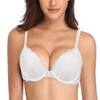 Deyllo Women's Push-Up Bra with Floral Lace Cups, Underwired Bra,