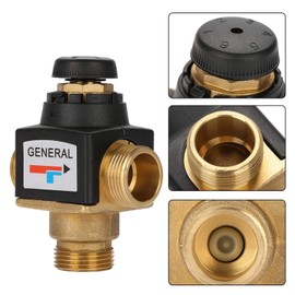 VIFERR Thermostat Water Mixing Valve, 3-Way Thermostat Mixing Valve DN20 Male Thread Brass Hot Water Mixing Valve for Solar Water Heater