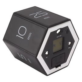 Hex Flip Timer with Mute Alarm Function Magnetic Time Management Cube Timer with LCD Screen for Cooking Studying Working Black