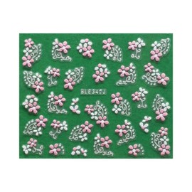 Gold and Silver Daisy Pink White Flower Rhinestone Nail Art Sticker Ble342 Silver Nail Wraps Art Stickers Manicure Supplies for Women for Home Nails Full Long Lasting Easy Apply and Remove