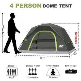 CAMPROS CP Tents for Camping 6 Person Waterproof Windproof Double Layer Family Camping Tent, Easy Setup Dome Tent with Large Mesh Windows & Wider Door for Outdoor Camping & Hiking