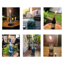 Wine Bottle Torch Kit 4 Pack, Includes 4 Long Life Torch Wicks, Brass Wick Mount(13.7 Inch,Bottle not Included) (4PCS)