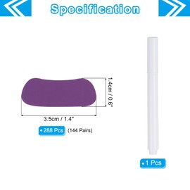 PATIKIL 144 Pairs Sports Eye Black Stickers, Under Eye Black Strips Football Face Stickers Breathable Eyeblack Sticker with 1 Pcs White Pencil for Baseball Fans on Game Day, Purple