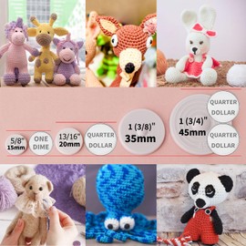 RuWfpz Doll Joints for Amigurumi Crochet 15mm 5/8" - 20 Set Plastic Toy Safety Joints for Stuffed Animals, White Movable Amigurumi Crafts Teddy Bear Joints for Arm Leg Neck