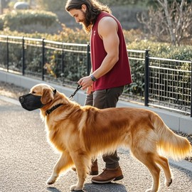 Esoes Dog Muzzle Breathable Pet Mask Dog Training Muzzles Nylon Mesh Muzzle Prevents Biting Barking with Adjustable Straps Velcro Fastening for Medium Large Dogs (L)