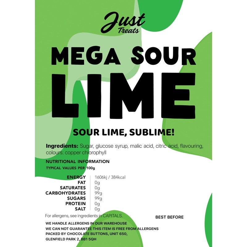 Just Treats Mega Sour Lime 500g Share Bag