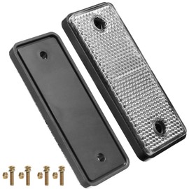 AGRISHOP 2 x Reflector White Rectangular 95 x 37 x 9.6 mm, with E11 Certification, Reflectors, Rear Reflectors, Cat's Eye Caravan, Rear Reflector Diffusion Disc Pendant (Square/White/Screws/2 Pieces)