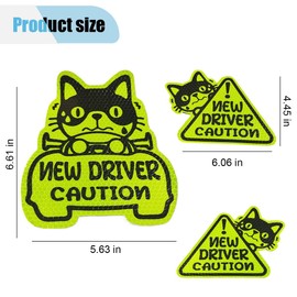 3PCS Reflective Student Driver Car Magnets, Please Be Patient Keep Distance Warning Sign, Cute Cartoon New Driver Decal Safety Sign Car Bumper Sticker, Removable Auto Exterior Accessories (Style B)