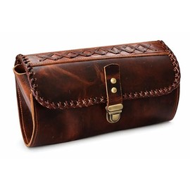 american blue Buffalo Leather Handlebar Saddle Motorcycle Bag Bicycle Tool Bag Leather Travel Accessories Bag Fork Bicycle Accessories Bicycle Carrier (Stitch Craft)