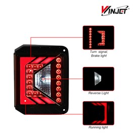 Winjet LED Tail Lights Assembly w/Brake Light & Turn Signal Function, Plug & Play Rear Lights Replacement Compatible with 2007-2018 Jeep Wrangler JK JKU - 1 Pair Clear Lens