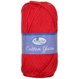 Threadart 100% Pure Cotton Crochet Yarn | Red | 50 gram Skeins | Worsted Medium #4 Yarn | 85 yds per Skein - 30 Colors Available