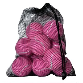 Tennis Balls, HiBallBall 15 Pack Practice Tennis Balls for Beginner, Pet Dog Playing Balls with Reusable Mesh Bag(Pink)