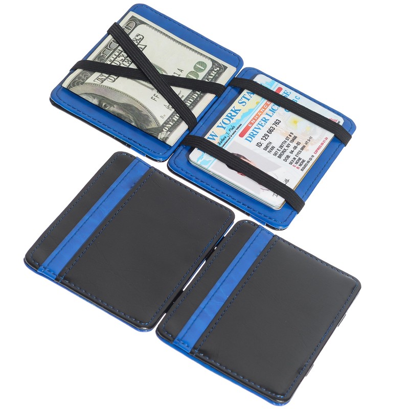 CKLT - portafolios de piel minimalista para hombre, Azul, Medium