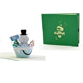 ETA 3D Pop Up Christmas Greeting Card for The Festive Season, 3D Snowman in an Ice Bucket X'mas Card, Merry Christmas Card, Holiday Greeting Cards, X01