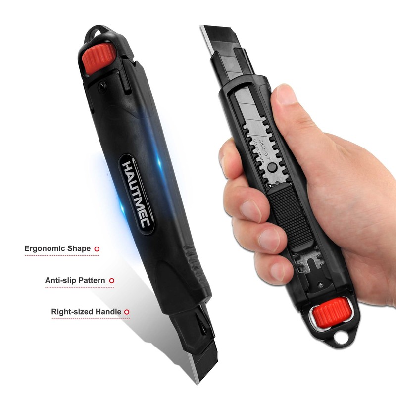 2PCS HAUTMEC 18mm Extra Heavy Duty Utility Knife with Double