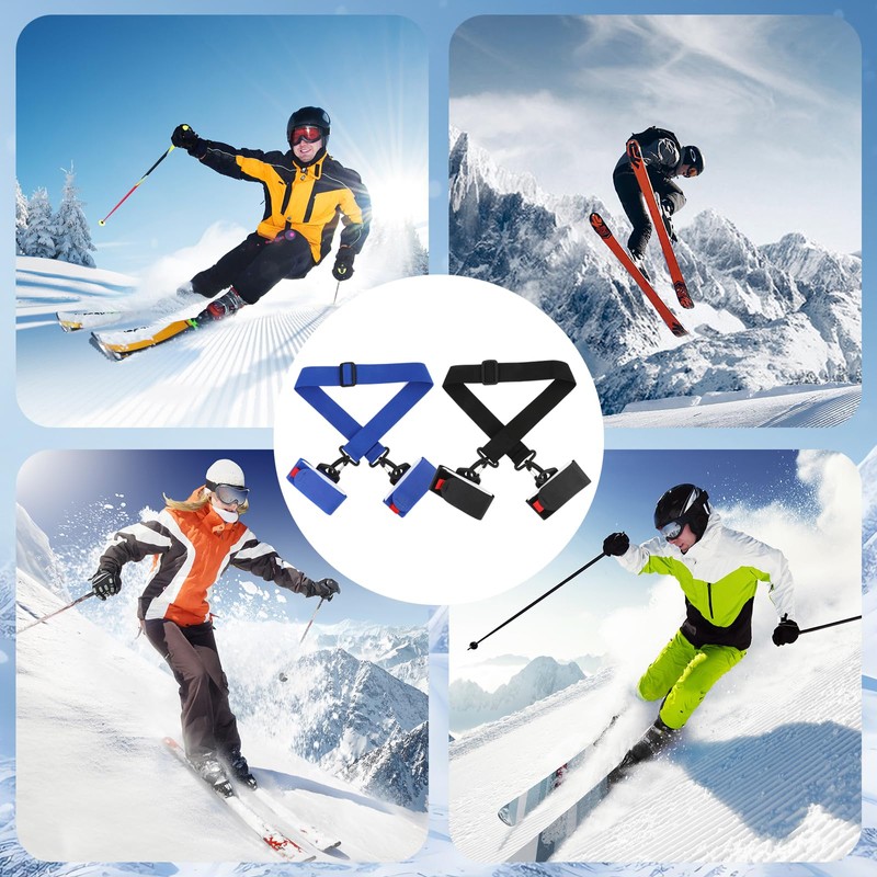 QKURT 2PCS Ski Carrier Straps, Adjustable Ski Shoulder Straps Binding