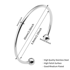 Linsoir beads Stainless Steel Adjustable Bangle Bracelets for Women Gold/Silver/Rhodium Plated Simple Bangles Bracelets 3mm Stacking Open Cuff Bangles Set 2 Pcs/lot Gifts Jewelry, Adjustable Size,