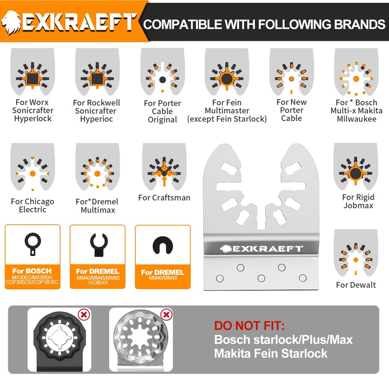 EXKRAEFT 5PCS Diamond Oscillating Multi Tool Blades for Grout Removal,