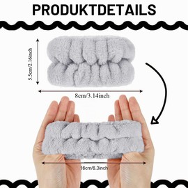 Facial Cleansing Bracelet, Elastic Makeup Sweatband and Towel, Spa Bracelet for Women and Girls, Absorbent and Hygienic - Grey