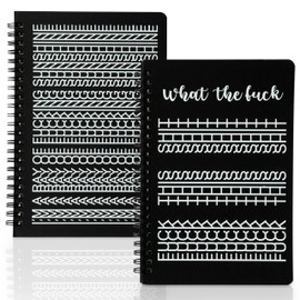 GioXtra Funny Office Notebook - 2Pcs Hidden Message A5 Spiral Notebook Humorous Quote Black Hardcover Diary Notepad Office Coworker White Elephant Gift College Student Reward Gag Gifts Birthday Favors